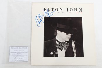 Autographed Elton John Ice On Fire Vinyl W/COA From Cameron's