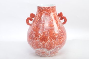 18' Very Large Chinese Hand Painted Porcelain Dragon Vase