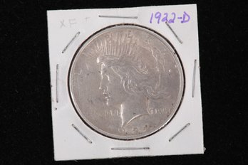 1922-D Peace Silver Dollar - Labeled XF