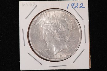 1922 Peace Silver Dollar - Labeled MS60