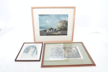 3 Vintage/Antique Assorted Framed Lithographs