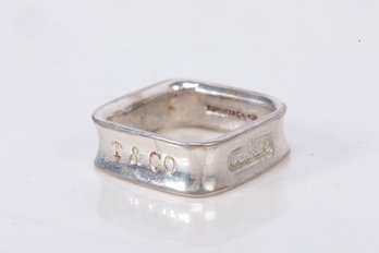 TIFFANY & CO. STERLING 1837 SQUARE RING Size 9