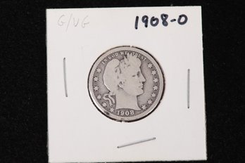 1908-O Barber Quarter - Labeled G/VG