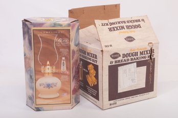 Vintage Dough Mixer & NOS LampLight Oil Lamp In Box