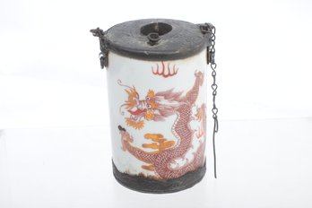 Chinese Porcelain And Metal Dragon Lantern