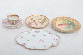 Antique European Porcelain Including Hand Painted Limoges Fish Plate And Royal Worcester