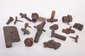 Grouping Of Antique (Mostly) Solid Bronze/Brass Molds: Crucifix, Animals, & More