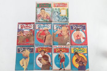 10 1940s ' The Ring ' Boxing Magazines W/ Kid Gavilan  , Joe Louis, Willie Pep , Sugar Ray Robinson & More !