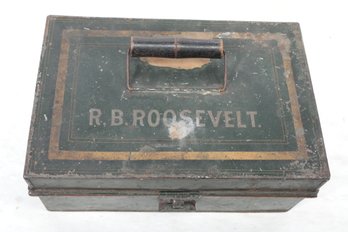 Antique Tin Letter/Cash Box Attributed To R. B. ROOSEVELT (Uncle Of Teddy Roosevelt)