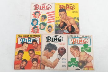 5 1950s ' The Ring ' Boxing Magazines W/ Rocky Marciano, Chuck Davey, Floyd Patterson, Nino Valdez & More !