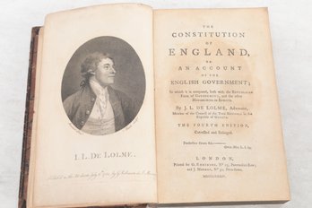 1784 De Lolme CONSTITUTION ENGLAND, OR AN ACCOUNT OF THE ENGLISH GOVERNMENT In Which It Is Compared, Both Wit