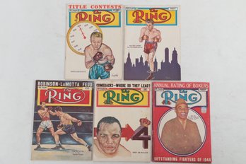 5 1940s -50s ' The Ring ' Boxing Magazines W/ Walter Cartier ,Beau Jack,  Jake Lamotta & More !