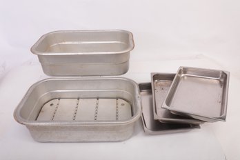 Group Of Stainless Still Bowls & Trays Commercial Grade