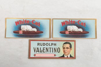 Vintage Cigar Labels WHITE CAT & VALENTINO