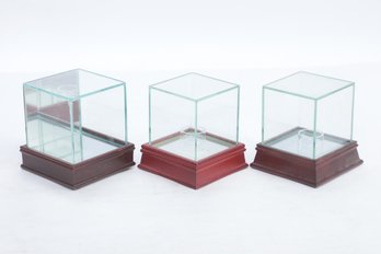 Lot Of 3 Glass Baseball Display Cases
