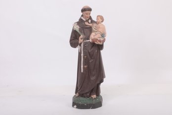 Vintage Chalk-Ware Statue Of St. Anthony