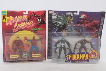 Lot Of 2 Toy Biz Marvel Figurines Spider-Man, Venom & Carnage