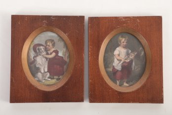 1800's Pair 4 1/4' X 5' Framed Childern Prints.