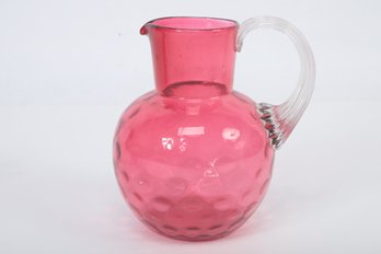 Circa 1880 Cranbery Coin Spot Pitcher