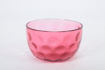 Victorian Hand Blown Cranbury Inverted Thumb-Print Finger Bowl