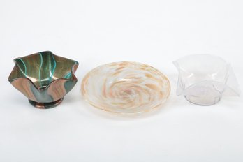 3 Hand Blown Art Glass Pieces