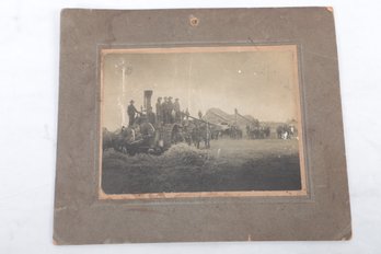Occupational:  Early Photograph Of Farm Hands, Machinery, Horses