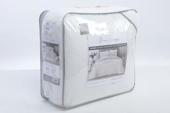 Grace Living Eugene Spandex Embroidery 3 Pcs. Set Comforter Set   Full Queen