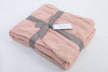 Battilo Blush Cable Knit Throw Blanket 50 X 60