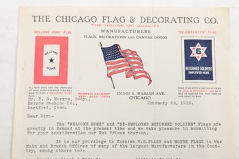 WWI Letterhead:  THE CHICAGO FLAG & DECORATING Company 1919