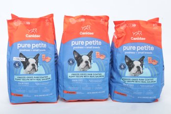 3 Canidae 4lbs. Bag Pure Petite Premium Freeze-Dried Raw Coated Puppy Food  Small Breeds, Real Salmon Recipe