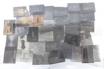 Large Group Of Antique Glass Photo Negatives