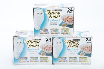 3 Cases Purina Fancy Feast Grilled Wet Cat Food Seafood Collection In Wet Cat Food Variety Pack - (Pack Of 24)