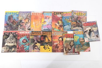 Group Of Creepy & Epic Comic Books Magazines