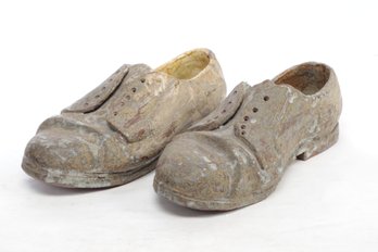 Pair Of Large Decorative Glazed Terracotta  Shoes 19' Long