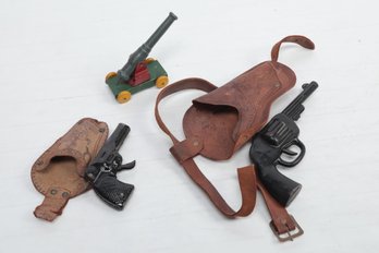 Vintage Cap Guns & Cap Cannon W/Vintage Lone Ranger Style Holster