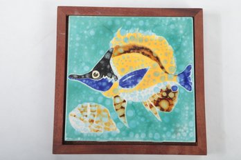 Framed Contempory Hawaii (Isle Tiles) Fish Decorated Tile