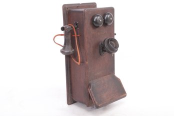 Early 1900's Oak Wall Mount Western Electric Hand Crank Telephone