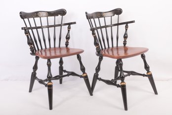 Pair Ethan Allen Comb Back Windsor Chairs