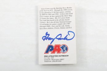 Signed Gary Carter On Pro Athletes Outreach Card