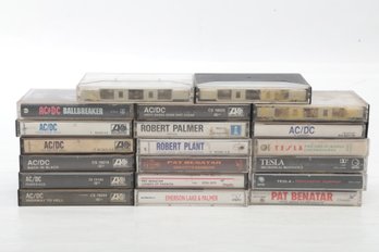 20 Vintage Mixed Genre Cassette Tapes: Robert Plant, AC/DC, Pat Benatar, Tesla & More!!!