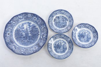 4 Pieces Liberty Blue Tableware - See Description