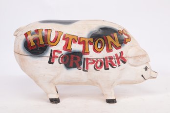 Antique Wooden Store Display Pig - 'Hutton's For Pork'