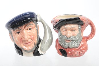 2 Vintage Royal Doulton Medium Toby Mugs: Falstaff & Captaincies Ahab