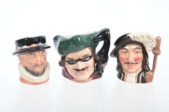 3 Small Vintage Royal Doulton Toby Mugs: Dick Turpin, Athos & Beefeater