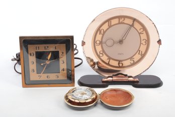 Vintage MCM Clock Lot: General Electric & Smiths 8 Day & Travel Alarm