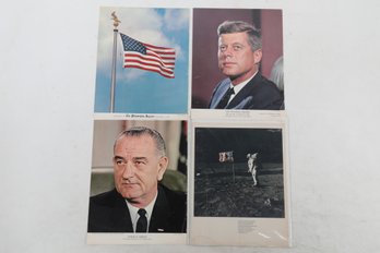 1960s Philadelphia Inquirer Posters JFK , LBJ,  American Flag & Moon Landing