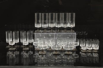 GROUP OF ROSENTHAL CRYSTAL LINEAR SMOKE CLEAR BERLIN GLASSES