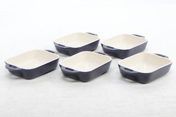Lot Of 5 Staub Stoneware  6' X 5 Gratin Handled Baking Casserole Dish In Blue
