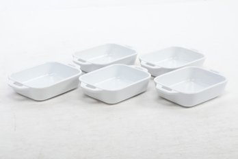 Lot Of 5 Staub Stoneware  6' X 5 Gratin Handled Baking Casserole Dish In White