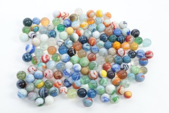 Grouping Of Vintage Machine Made Marbles: West Virginia Swirls, Akro Agate, Vitro & More